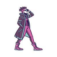 Stylish Futuristic Cyberpunk Model. vector