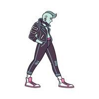 Stylish Futuristic Neon Punk Model. vector