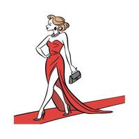 Stylish Glamorous Red Carpet Fashion Model. vector