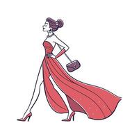 Bold Glamorous Red Carpet Model. vector