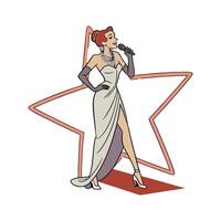 Elegant Glamorous Red Carpet Model Design. vector