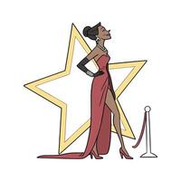 Bold Glamorous Red Carpet Model Design. vector