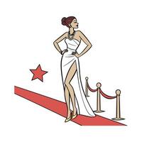 Trendy Glamorous Red Carpet Model Design. vector