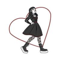 Trendy Gothic Fashion Model. vector