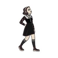 Stylish Gothic Glam Fashion Model. vector