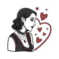 Chic Mysterious Gothic Fashion Model. vector
