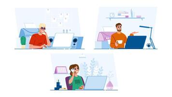 monitor remote work setup vector