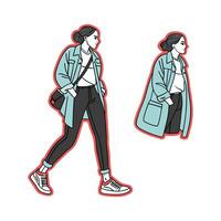 Elegant Relaxed Denim Jacket Model 3. vector