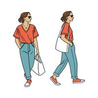 Chic Relaxed VNeck TShirt Model. vector