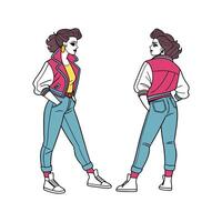Bold Retro 80s Fashion Model C 2. vector