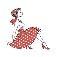 Chic Retro PinUp Cartoon Model. vector