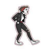 Bold Rocker Chic Fashion Model Design 2. vector