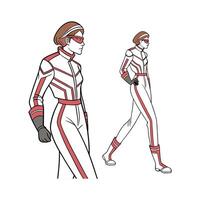 Trendy Sleek SciFi Fashion Model 1. vector