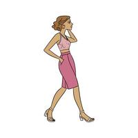 Trendy Stylish Sequin Top Fashion Model Create 1. vector
