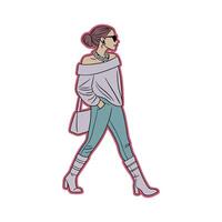 Trendy Trendy OffTheShoulder Sweater Fashion Model Illustrate 1. vector