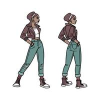 Elegant Urban Edgy Fashion Model Design 3. vector