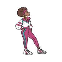 Elegant Vintage 80s Fashion Model Illustrate 1. vector