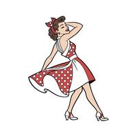 Trendy Vintage PinUp Model Create Fashion Model Cart. vector
