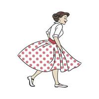 Elegant Vintage Polka Dot Skirt Design for Model. vector