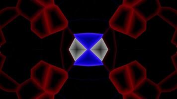Realistic abstract looping animation red polygonal mosaic mirror pattern on black background. soft crystal. video