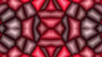 Realistic abstract looping animation bright red polygonal mosaic mirror pattern. soft slow motion glass. video
