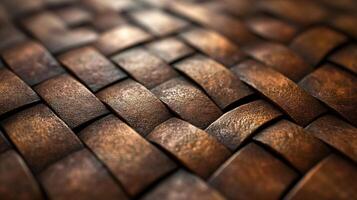 The image is of a brown woven material with a pattern of squares photo