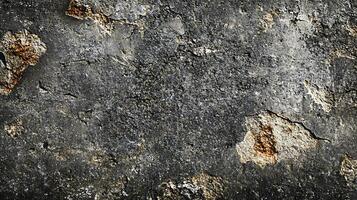 A grey and brown surface with a few spots of color photo