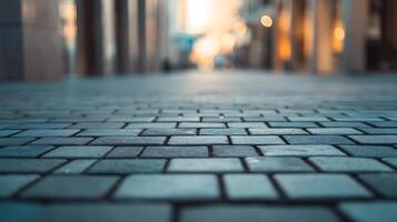 Paved Pathway in Urban Landscape at Twilight photo