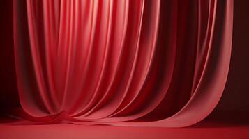Soft Red Fabric Background with Flowing Drapes Reflecting photo