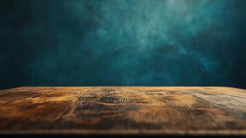 Rich Wooden Table with Textured Surface and Depth photo