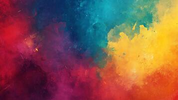 Vibrant blend of colors creating an abstract painting blending shades from blue to red in a watercolor texture art background photo