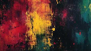 Colorful Abstract Painting with vibrant red yellow and green hues blending seamlessly on a dark background A captivating visual experience photo