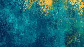 Abstract textured background featuring a blend of turquoise and golden hues creating a visually striking and unique design element photo