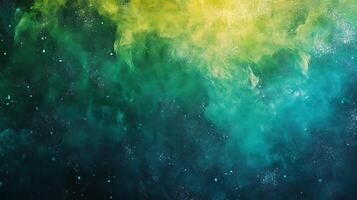 A vibrant blend of colors creates a nebula-like appearance reminiscent of deep space with a blend of yellow green and teal hues photo