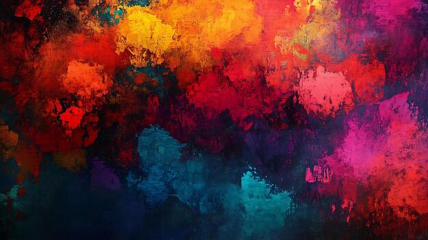 Abstract expressionism art Bold colors meld together in a textured display creating a visually striking and energetic effect photo