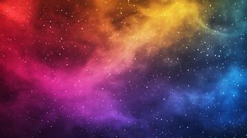 A vibrant colorful space nebula with swirling clouds of red yellow blue and violet dotted with sparkling white stars photo