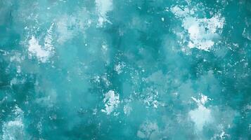 Abstract painting with a textured teal background and white splashes creates a serene and dynamic visual Artful design evokes depth photo