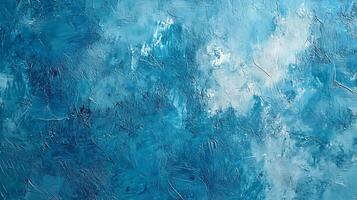 Abstract painting in shades of blue and white evokes a sense of depth and movement reminiscent of water or sky textures photo
