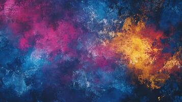 Abstract art with a mesmerizing blend of blue pink and gold hues A textured canvas evokes depth and emotion Contemporary design element photo