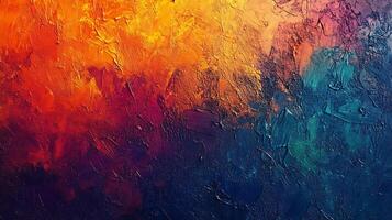 A textured canvas erupts in fiery oranges melting into deep cool blues a visual representation of contrasting temperatures photo