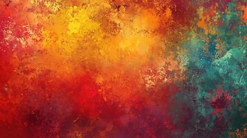 An abstract painting bursting with vibrant colors Swirls of red orange yellow and teal blend in a textured display of artistic expression photo