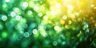 Vibrant bokeh lights create an enchanting atmosphere in a lush garden during a sunny afternoon photo