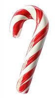 Festive red and white candy cane with a classic spiral design for the holiday season photo