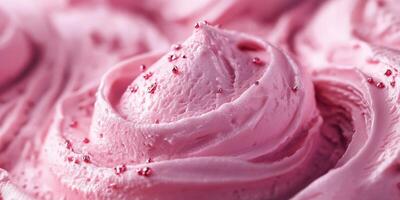 Delightful pink frosting with decorative sprinkles resting on a cake ready for celebration photo