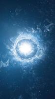Bright cosmic explosion in the depths of space with swirling gas and dust forming a beautiful nebula photo