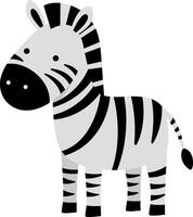 Cute and playful zebra standing upright in a flat design style, showcasing its distinctive black and white stripes in art vector