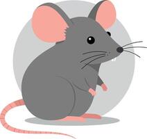 Cute gray mouse standing upright with prominent ears in a minimal style surrounded by a circular background, perfect as art vector