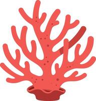 Vibrant red coral reef structure in a flat design style showcasing intricate branches and marine beauty, perfect for aquatic themes in art vector