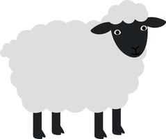 Playful sheep standing on four legs, designed in a minimal style with soft colors and rounded shapes, showcasing a lighthearted and cheerful atmosphere in art vector