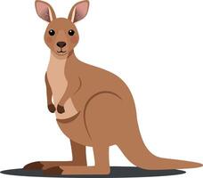 A cute kangaroo standing upright in a playful pose, featuring a minimal design style, showcasing vivid colors and simple shapes, illustration vector